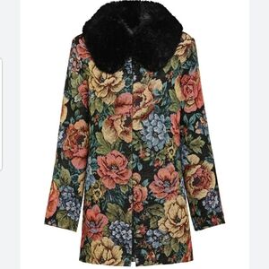 UNREAL FUR MONARCH COAT COLOR:TAPESTRY, SIZE S, RETAIL PRICE $429.00